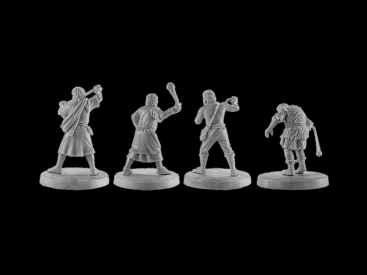 Set of 4  Irish warriors with slingers. 28 mm Miniatures (Set #7)