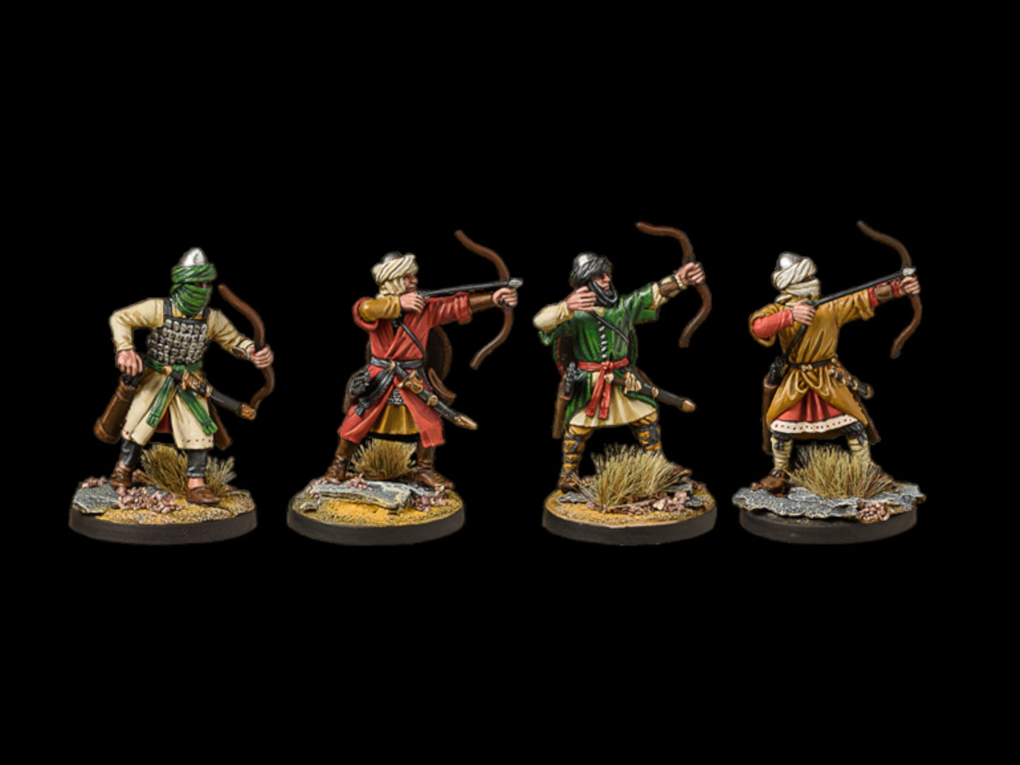 Set of 4 Arab archers. 28 mm Miniatures