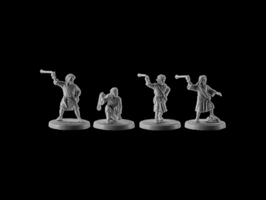 Set of 4  Irish warriors with slingers. 28 mm Miniatures (Set #6)
