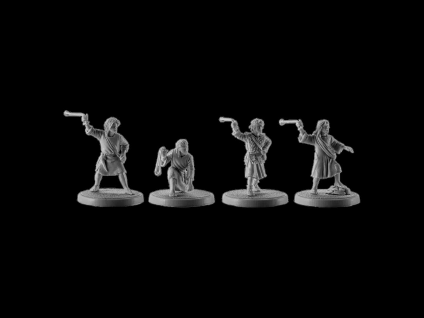 Set of 4  Irish warriors with slingers. 28 mm Miniatures (Set #6)