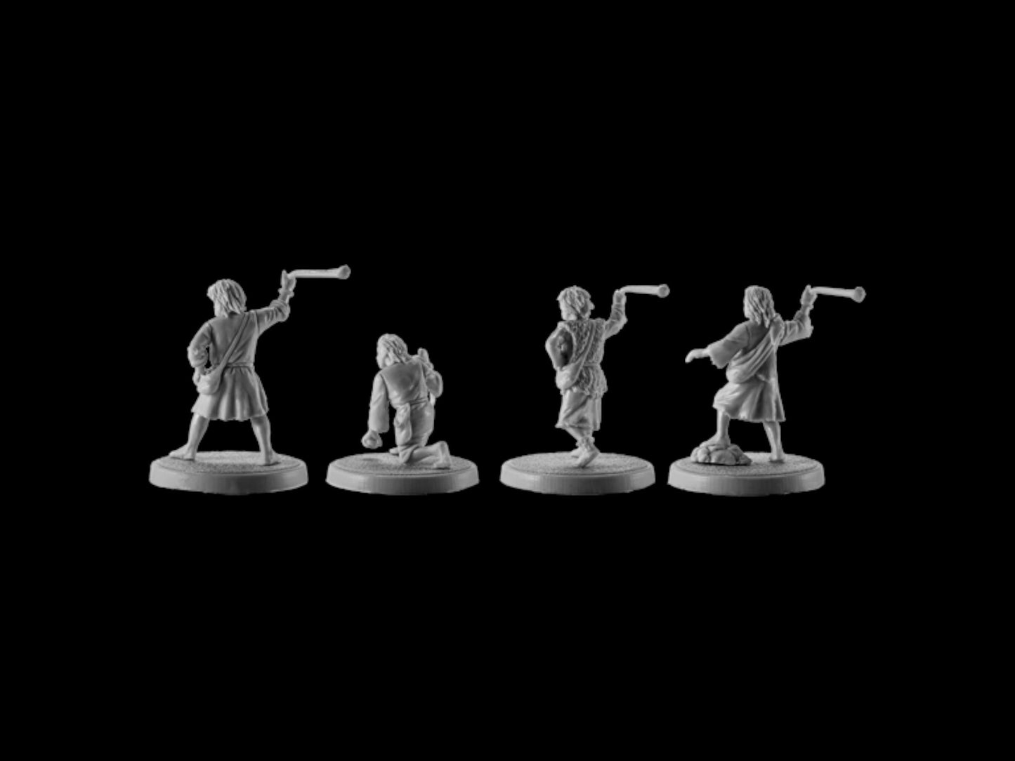 Set of 4  Irish warriors with slingers. 28 mm Miniatures (Set #6)