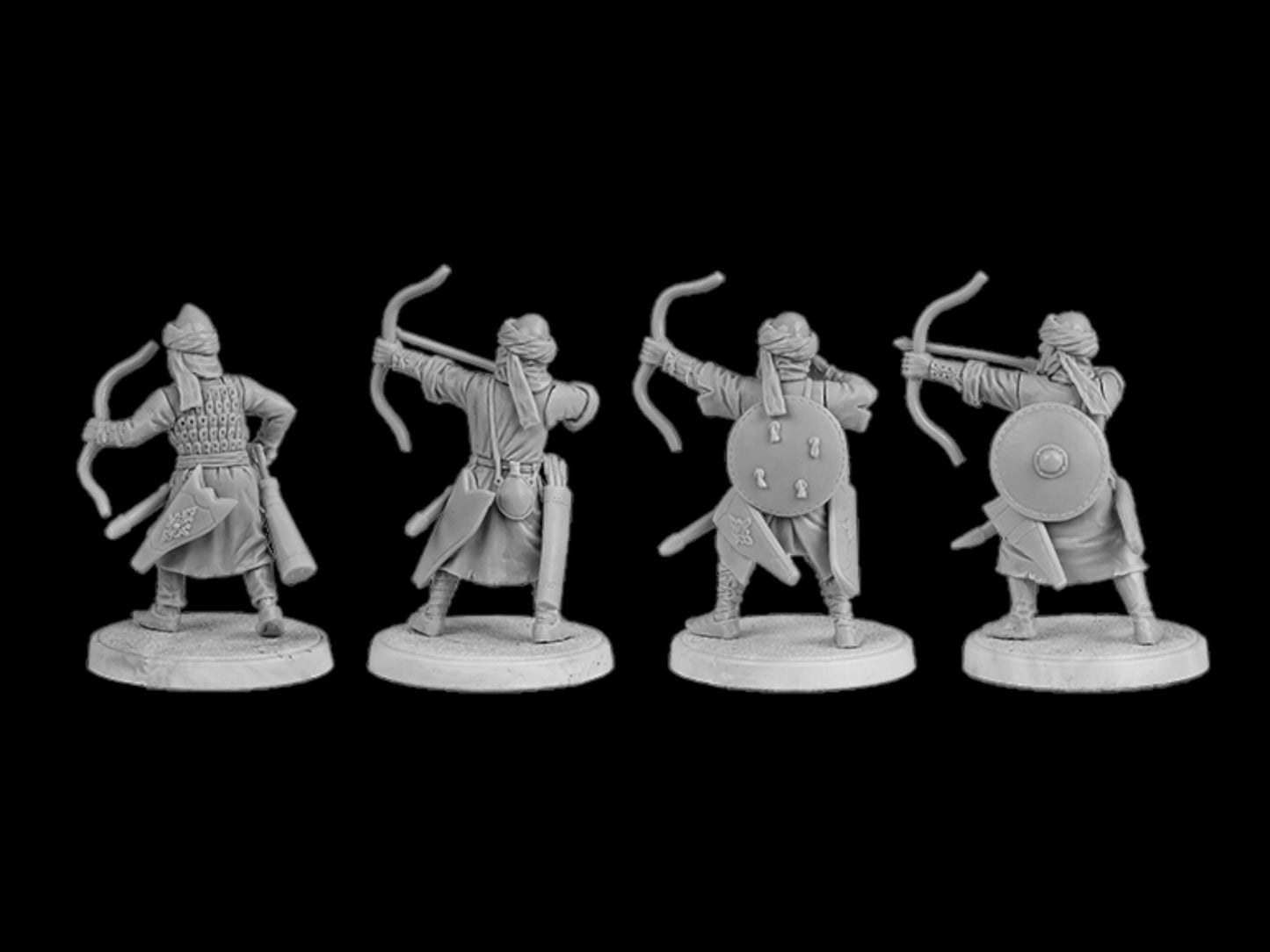 Set of 4 Arab archers. 28 mm Miniatures