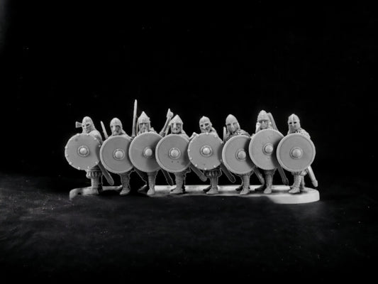 Set of 8 Viking Shieldwall. 28 mm Miniatures