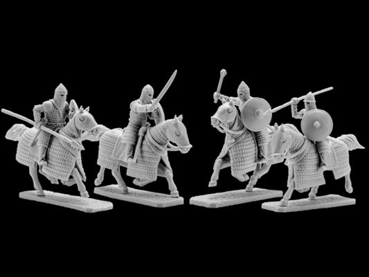 Set of 4 Byzantine Cataphracts. 28 mm Miniatures