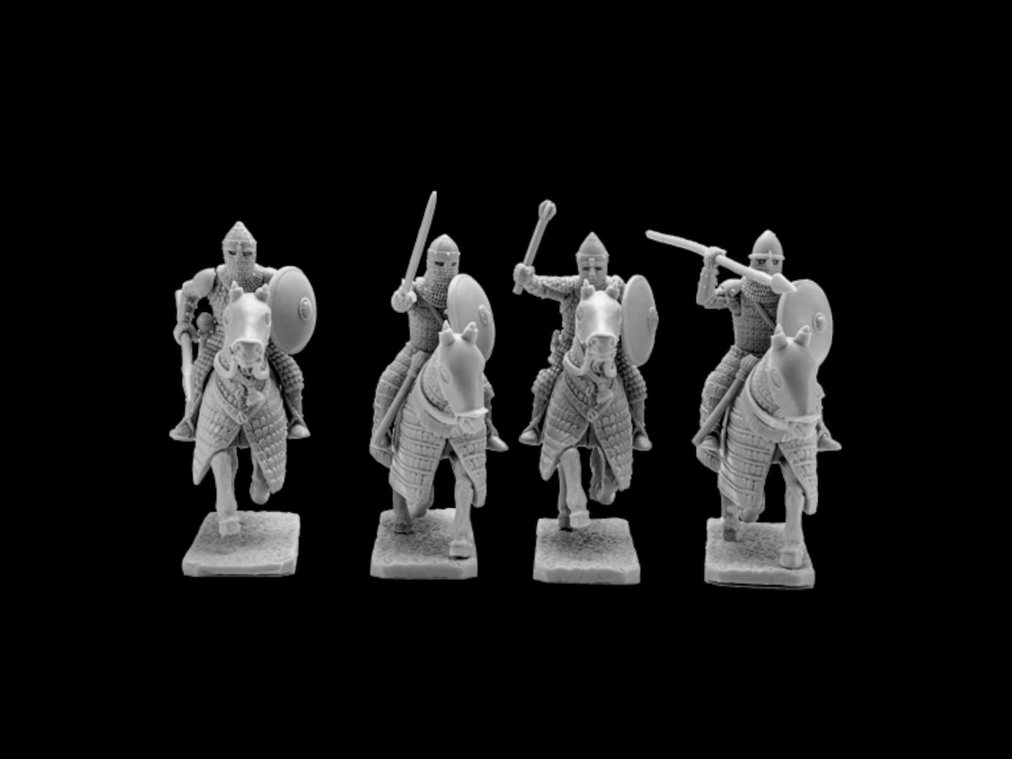 Set of 4 Byzantine Cataphracts. 28 mm Miniatures