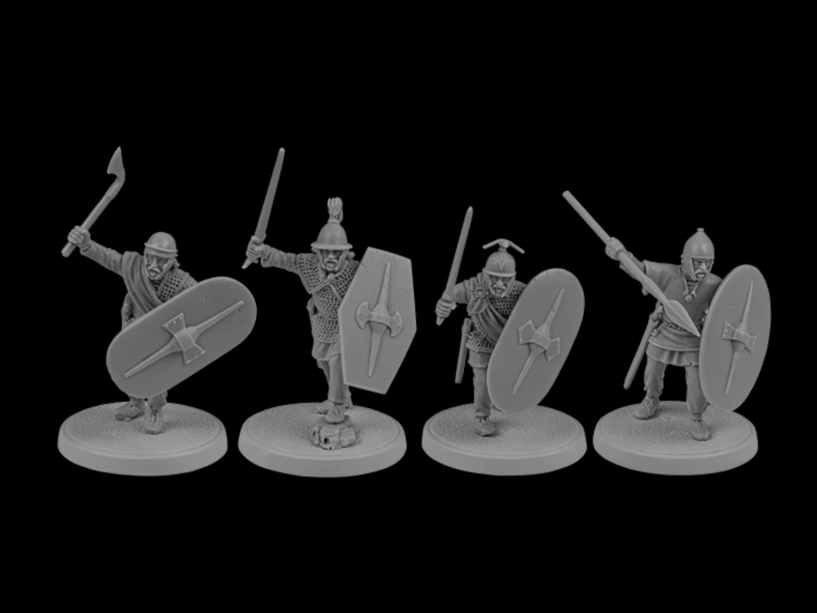 Set of 4 Celtic Warriors. 28 mm Miniatures – Tofer’s Miniatures