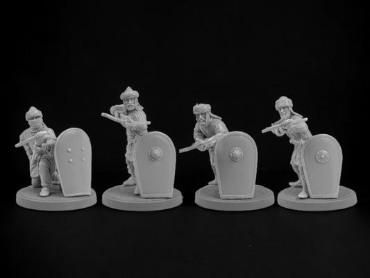 Set of 4 Arab Crossbowmen. 28 mm Miniatures