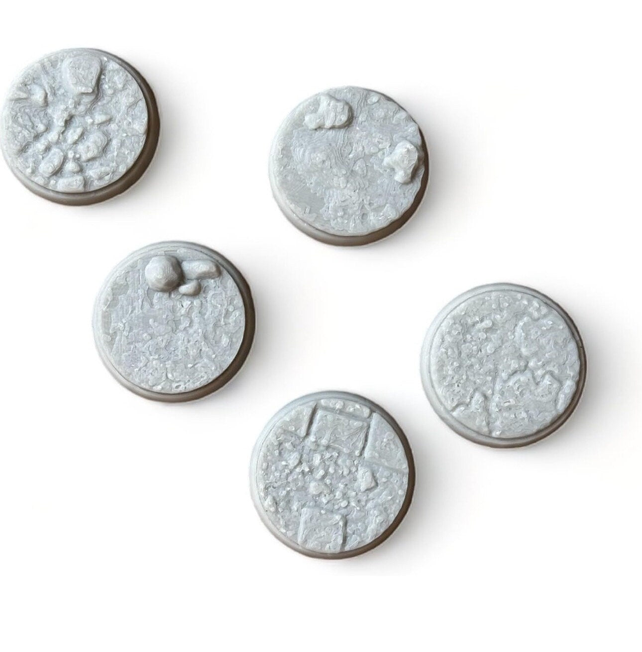 Set of 20 Round 32 mm Rock Bases Stone , Terrain Scenery for Tabletop Wargame