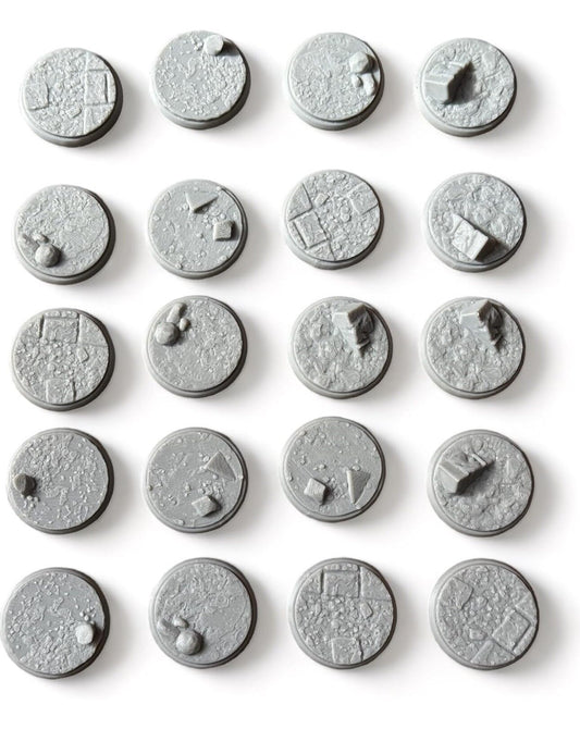 Set of 20 Round 32 mm Rock Bases Stone , Terrain Scenery for Tabletop Wargame