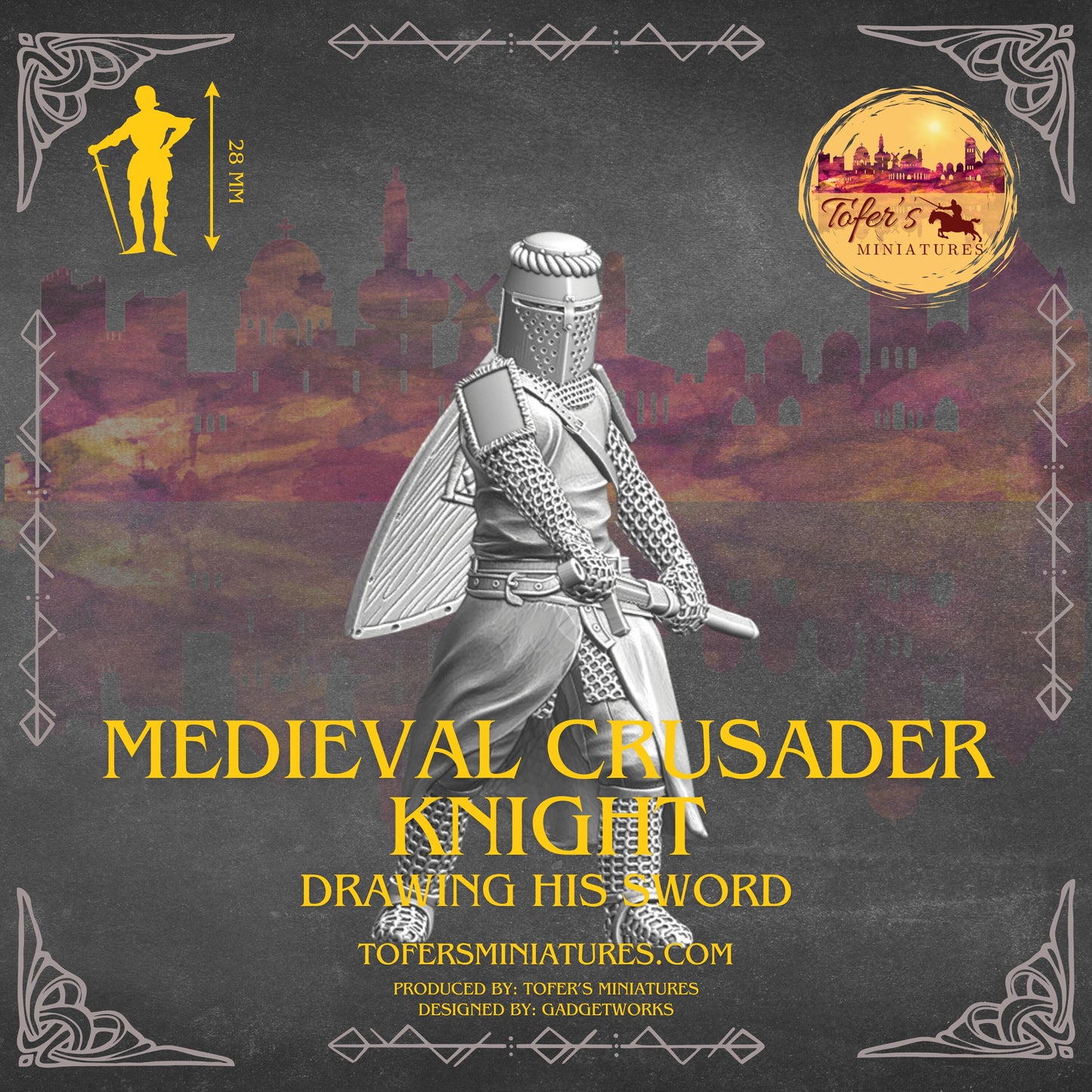Medieval crusader knight - drawing his sword