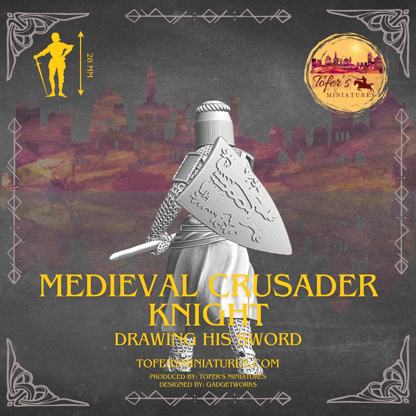 Medieval crusader knight - drawing his sword