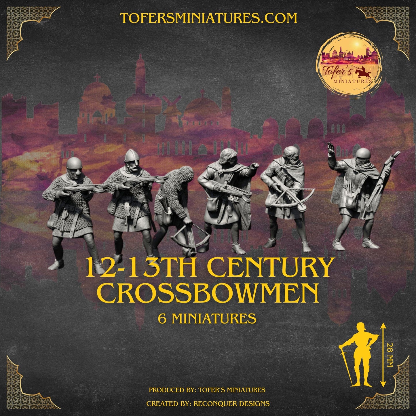 12-13TH CENTURY CROSSBOWMEN. 28 mm Miniatures