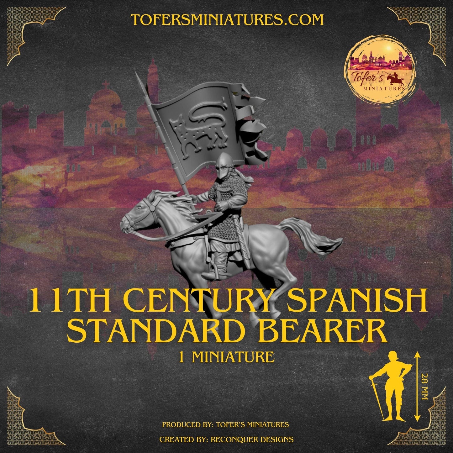 11th century Spanish Standard Bearer Set. 28 mm Miniatures