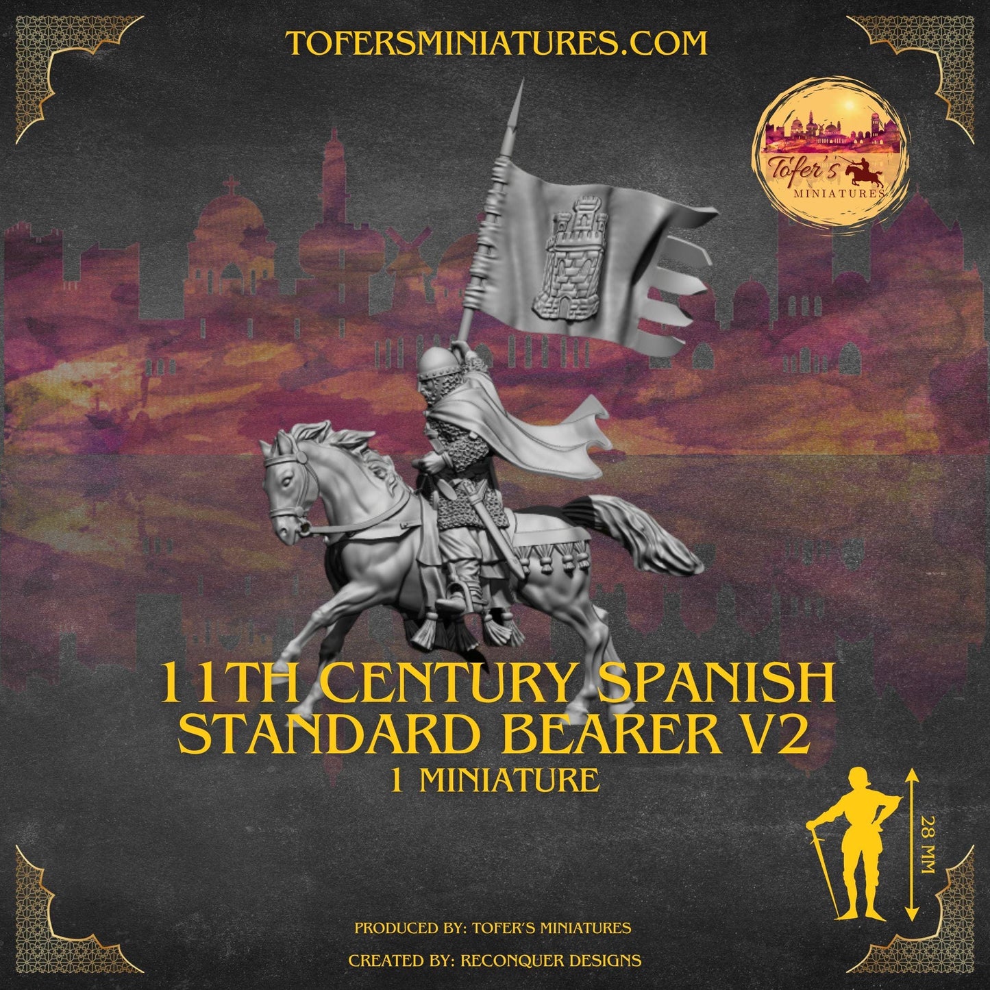 11th century Spanish Standard Bearer Set #2. 28 mm Miniatures