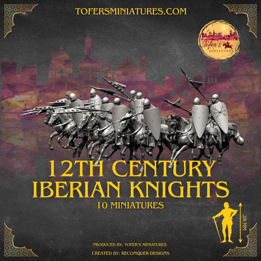 Set of 10 Medieval 12th Century Iberian Knights. 28 mm Miniatures