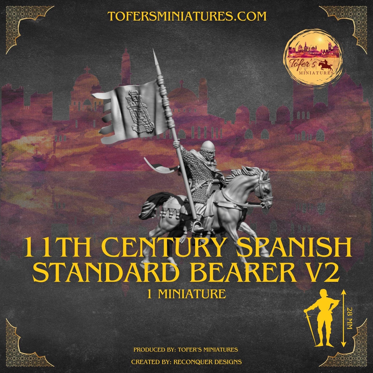 11th century Spanish Standard Bearer Set #2. 28 mm Miniatures