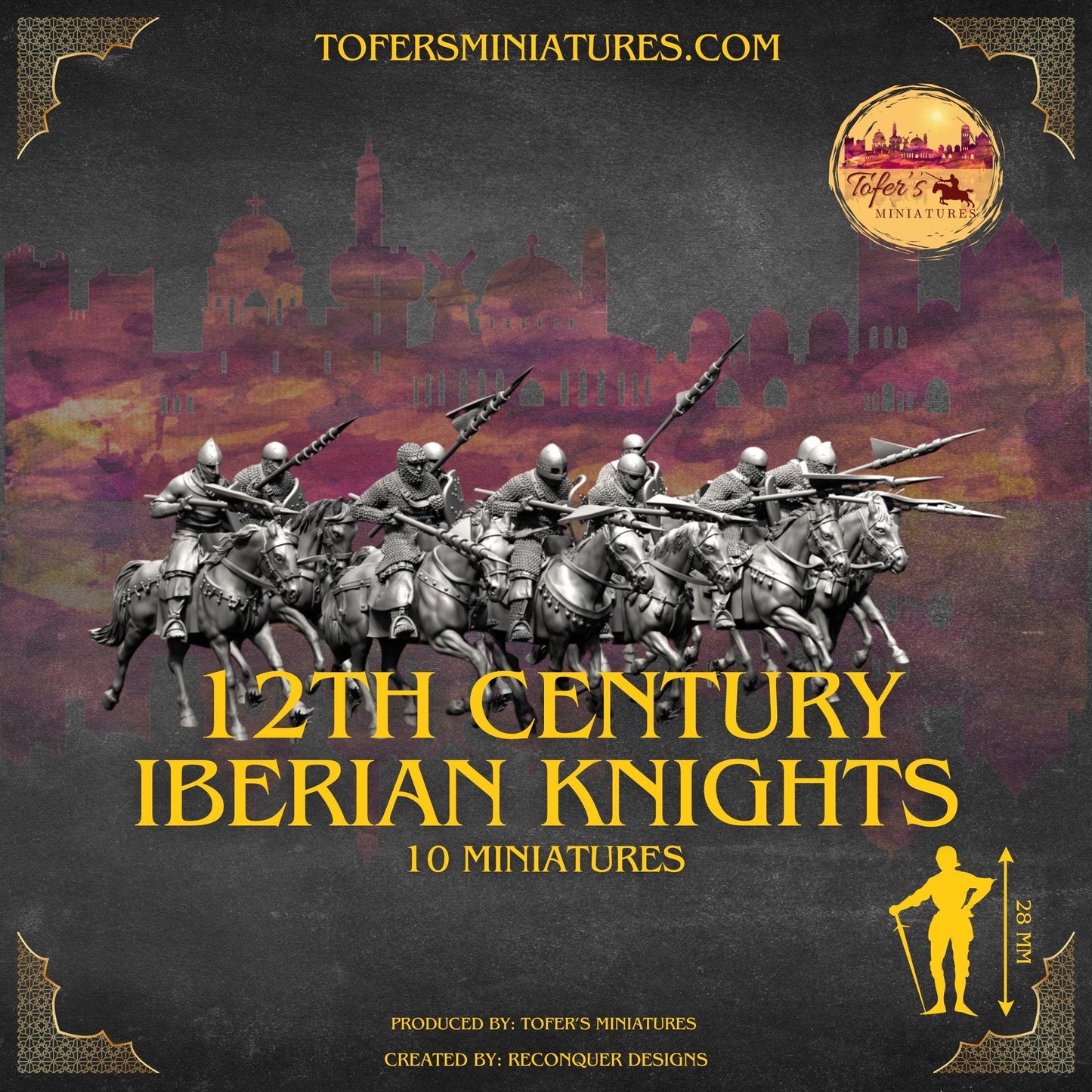 Set of 10 Medieval 12th Century Iberian Knights. 28 mm Miniatures