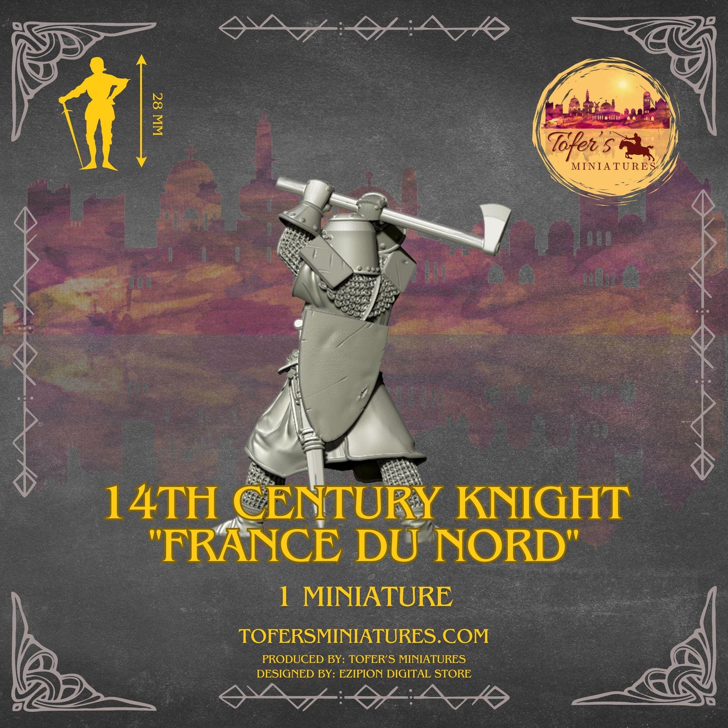 14th Century Knight "France du Nord". 28 mm Miniatures