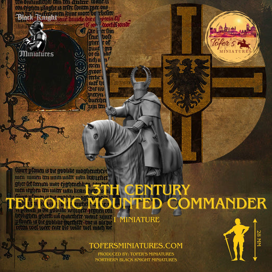 13th century Teutonic Mounted Commander. 28 mm Miniature