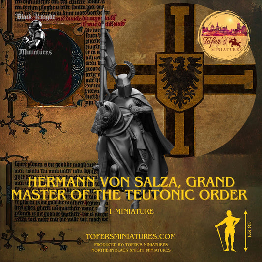 13th Century - Hermann von Salza, Grand Master of the Teutonic Order. 28 mm Miniature