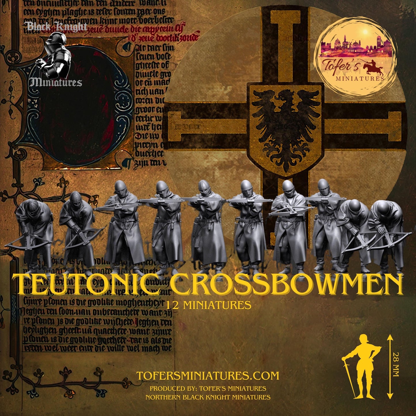 13th Century - Teutonic Crossbowmen. 28 mm Miniature