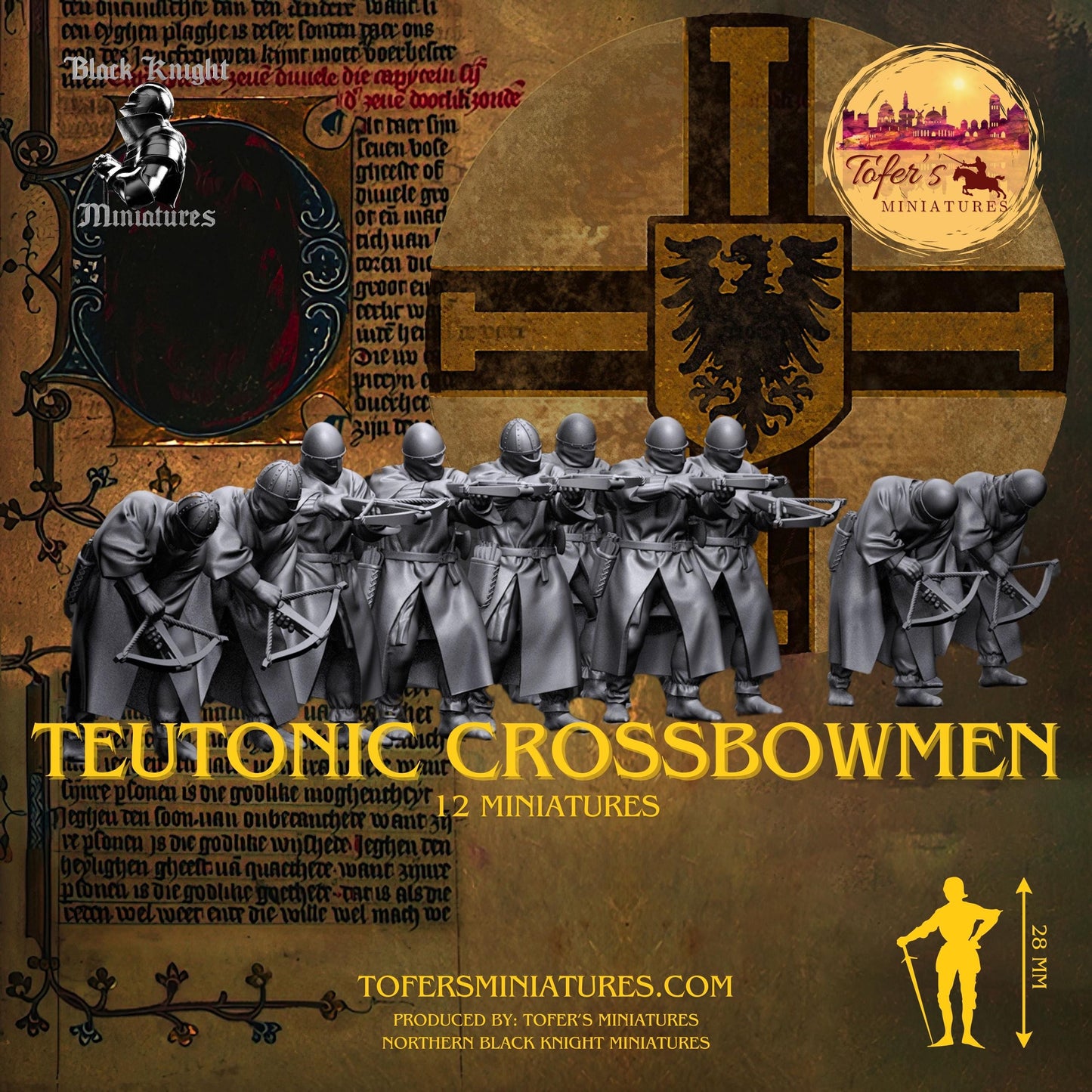 13th Century - Teutonic Crossbowmen. 28 mm Miniature