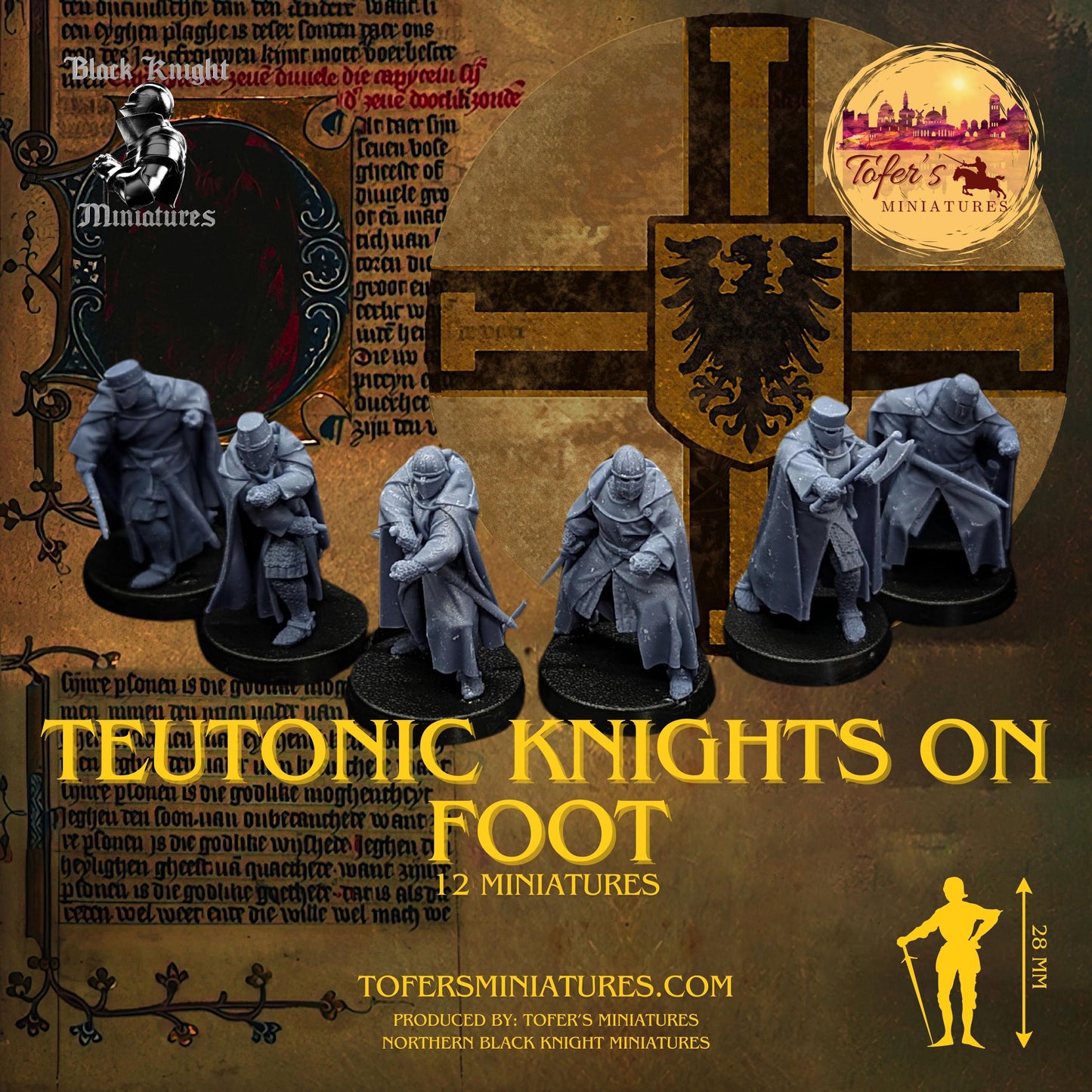 Teutonic Knights on foot. 28 mm Miniature