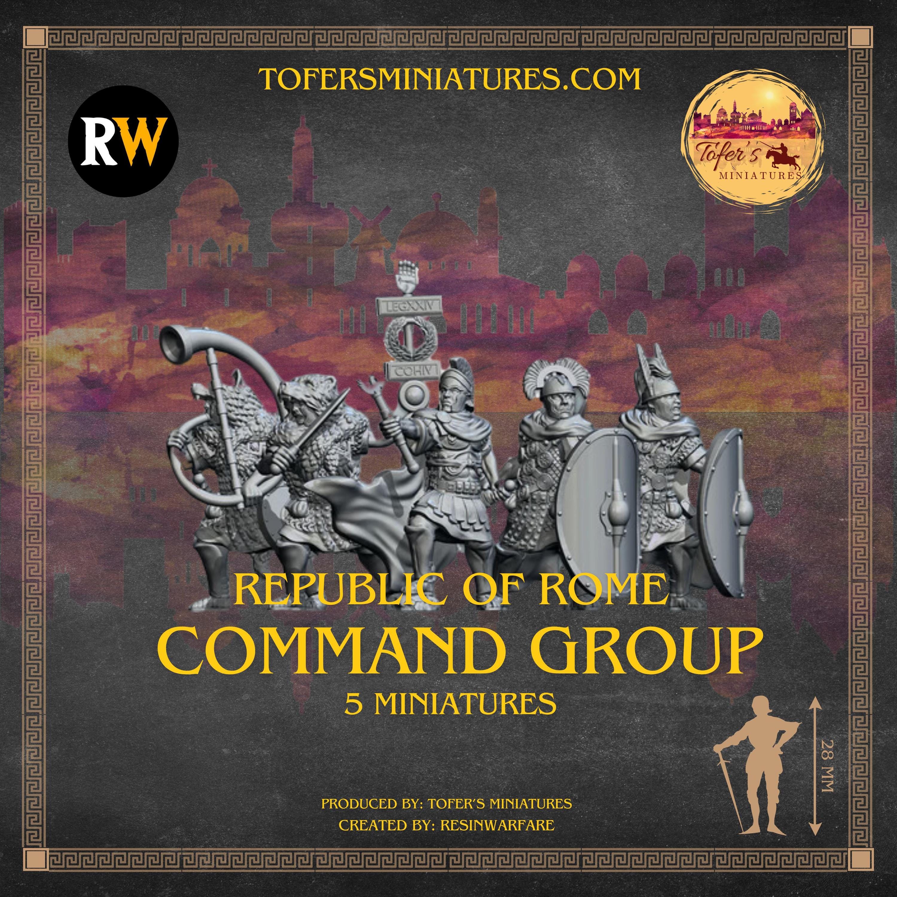 Republican Command Group. Republic of Rome. 28 mm Miniatures Set of 5 ...