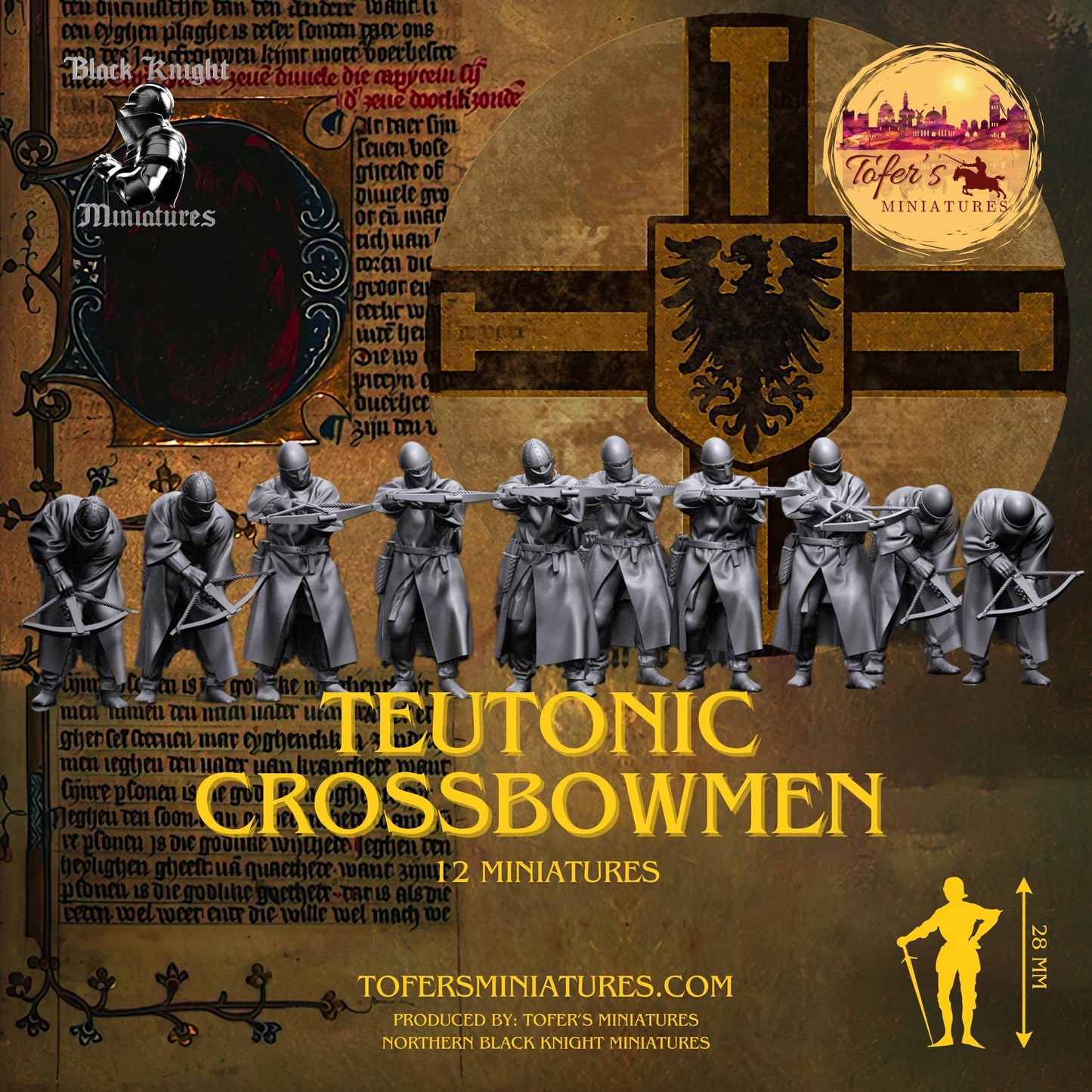 13th Century - Teutonic Crossbowmen. 28 mm Miniature