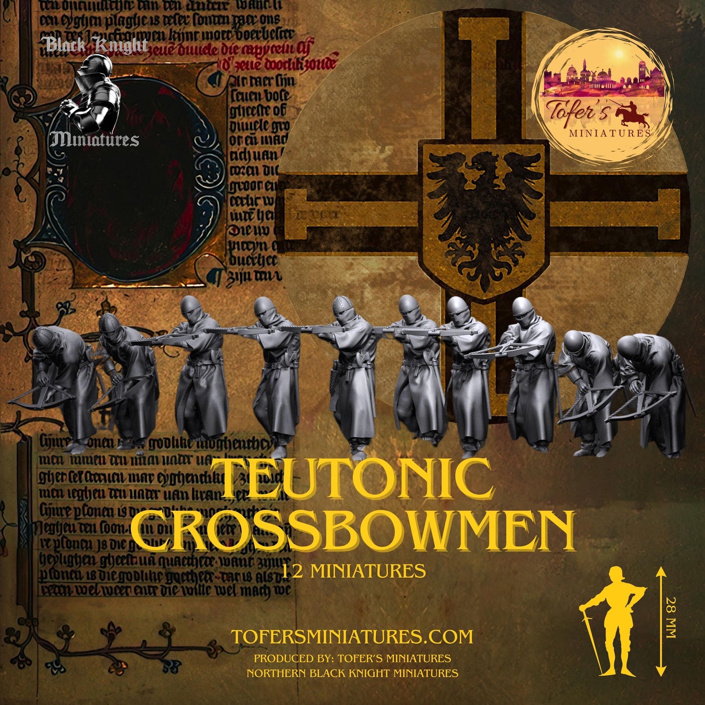 13th Century - Teutonic Crossbowmen. 28 mm Miniature