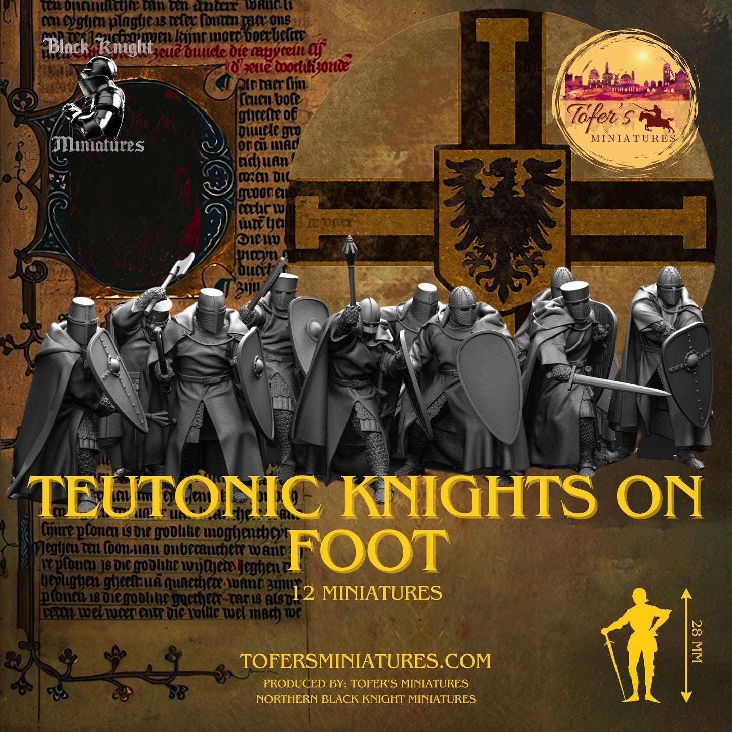 Teutonic Knights on foot. 28 mm Miniature
