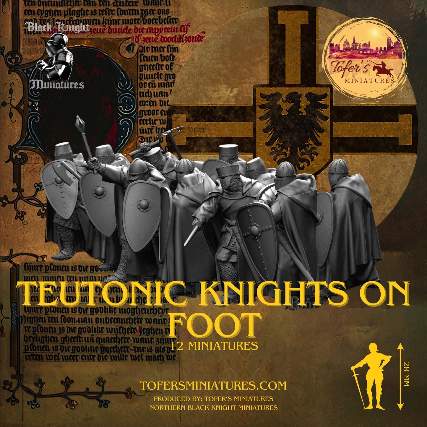 Teutonic Knights on foot. 28 mm Miniature