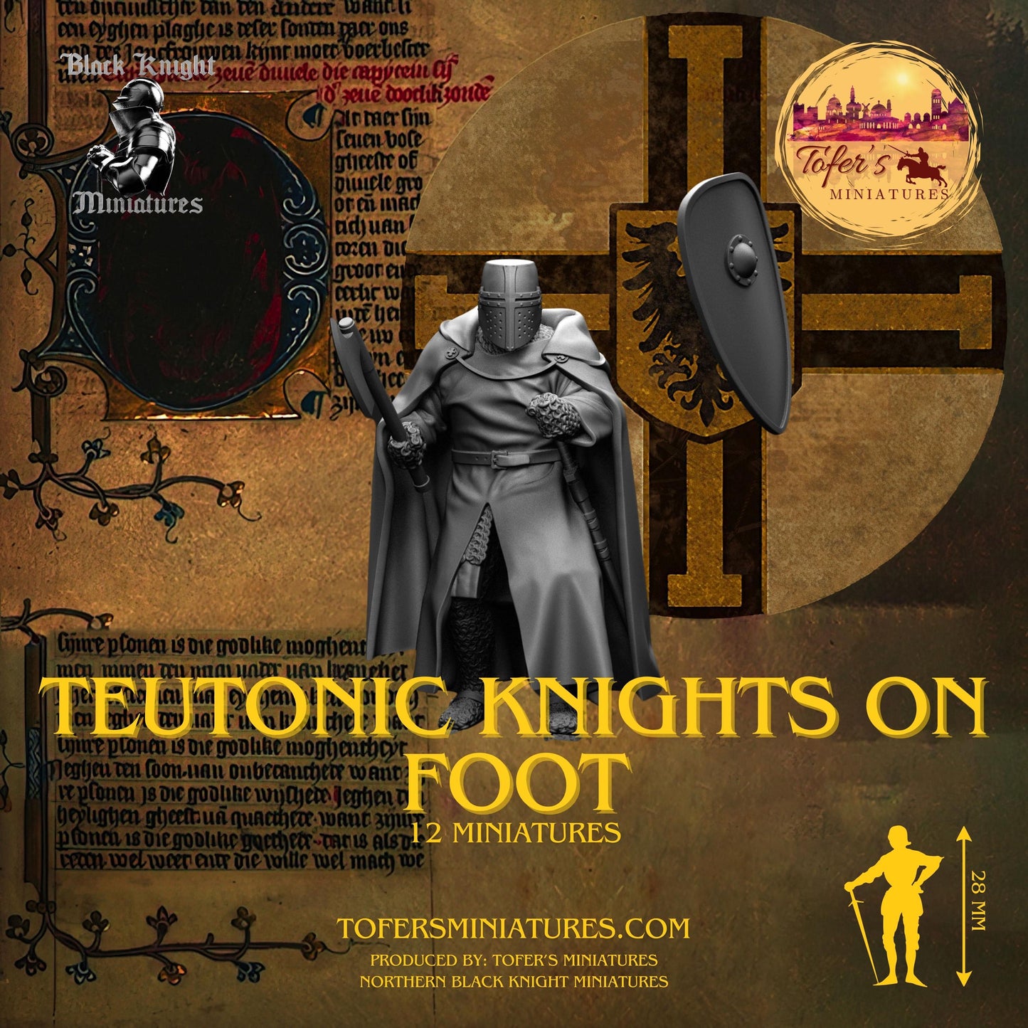 Teutonic Knights on foot. 28 mm Miniature