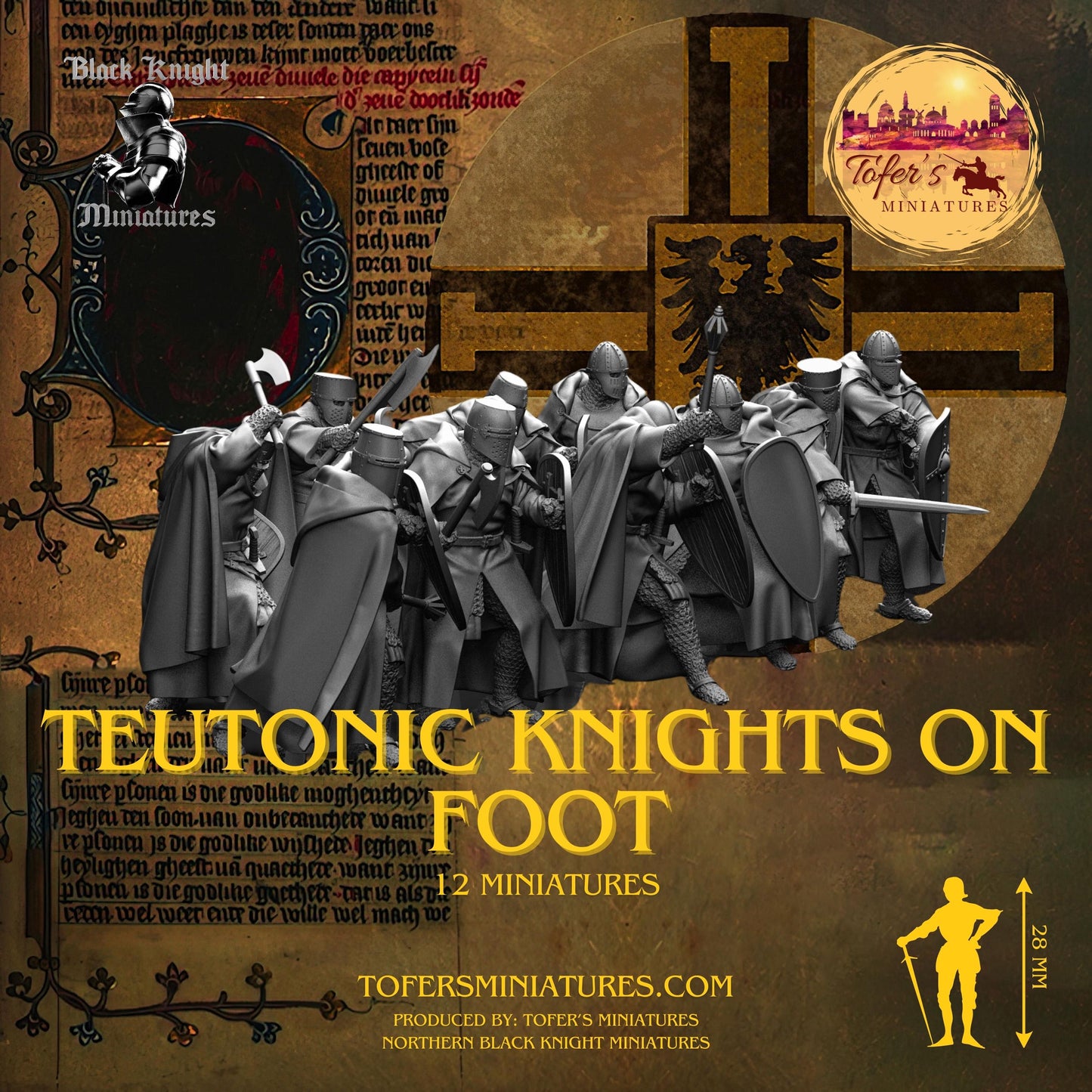 Teutonic Knights on foot. 28 mm Miniature