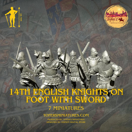 14th English Knights on foot with a sword. 28 mm Miniatures