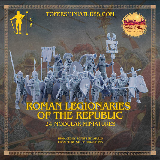 Roman Legionaries of The Republic with Roman Command Group. Modular Miniatures. 28 mm Miniatures (Set of 24)