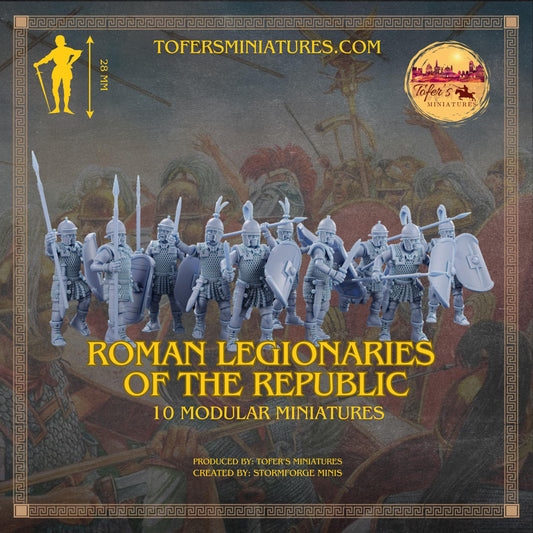 Roman Legionaries of The Republic Modular Miniatures. 28 mm Miniatures (Set of 10) Ideal for games like Hail Caesar and other wargames.